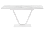 Стол стеклянный Woodville на тумбе Бугун 120х80х77 белый мрамор, белый
