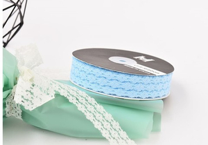 Лента кружевная дизайн "3 Цветка" Голубая