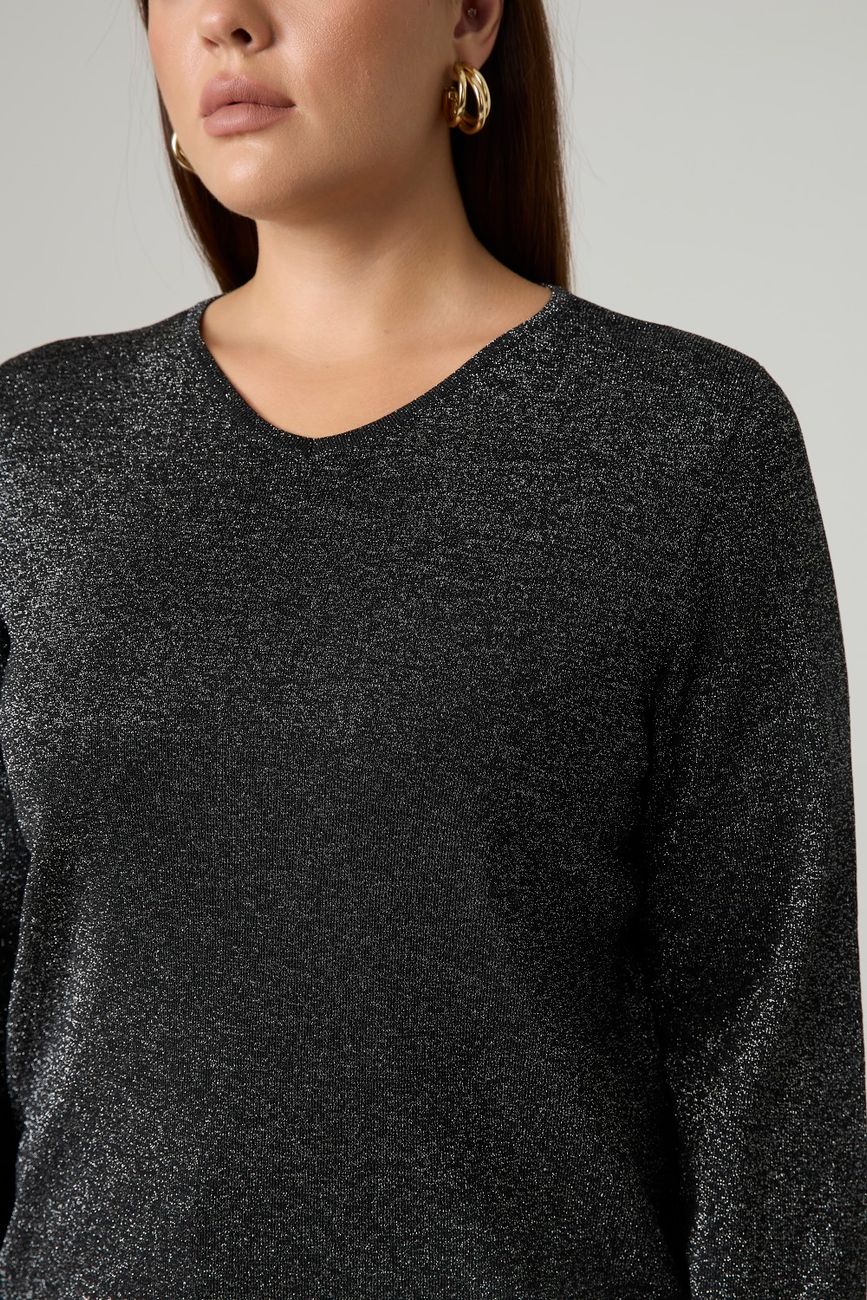 Джемпер вязаный с люрексом, черный