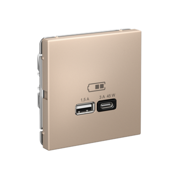 ARTGALLERY USB РОЗЕТКА A + тип-C 45Вт высокоскор.заряд. QC, PD, механизм, ПЕСОЧНЫЙ