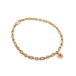 Латунная цепочка с Красным сердцем, gold