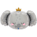 Шар Фольгированный Голова Слоника в короне (Серый)