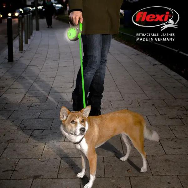 Рулетка flexi Limited Edition New Neon M (до 25 кг) лента 5 м, зеленый неон