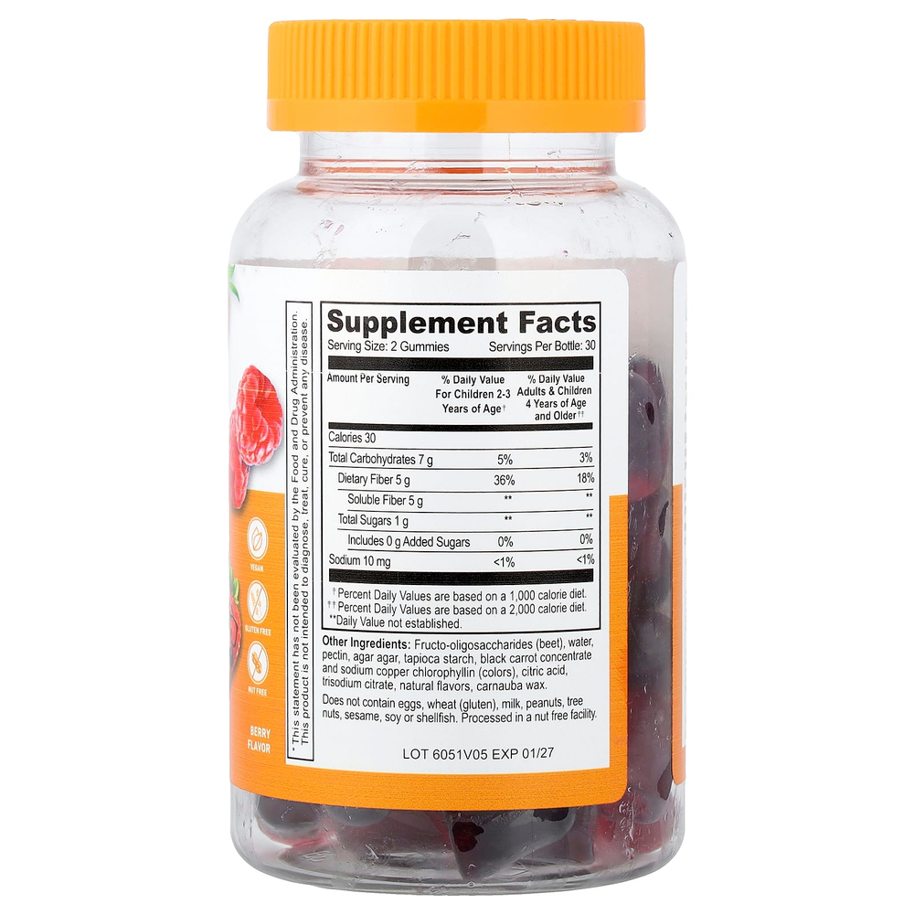 Lifeable, жевательные таблетки с пребиотической клетчаткой для детей, с ягодным вкусом, 60 шт.