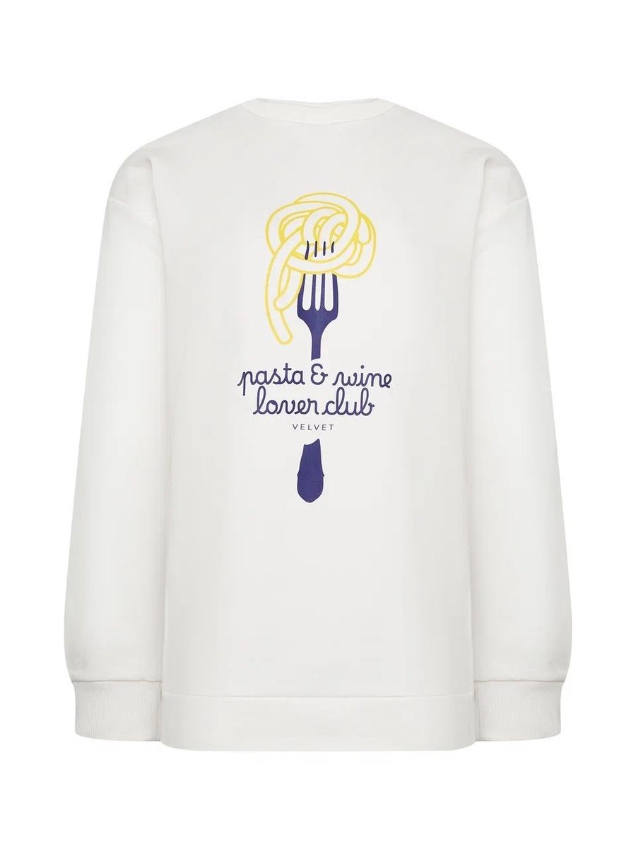 Свитшот из итальянского трикотажа молочный с принтом