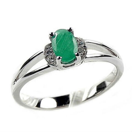 Кольцо "Брафф" изумруд, циркон