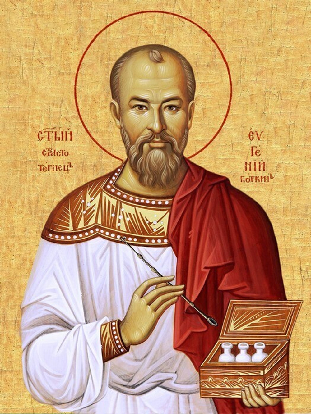 Икона под старину А6. Дерево, холст (святые мужи)