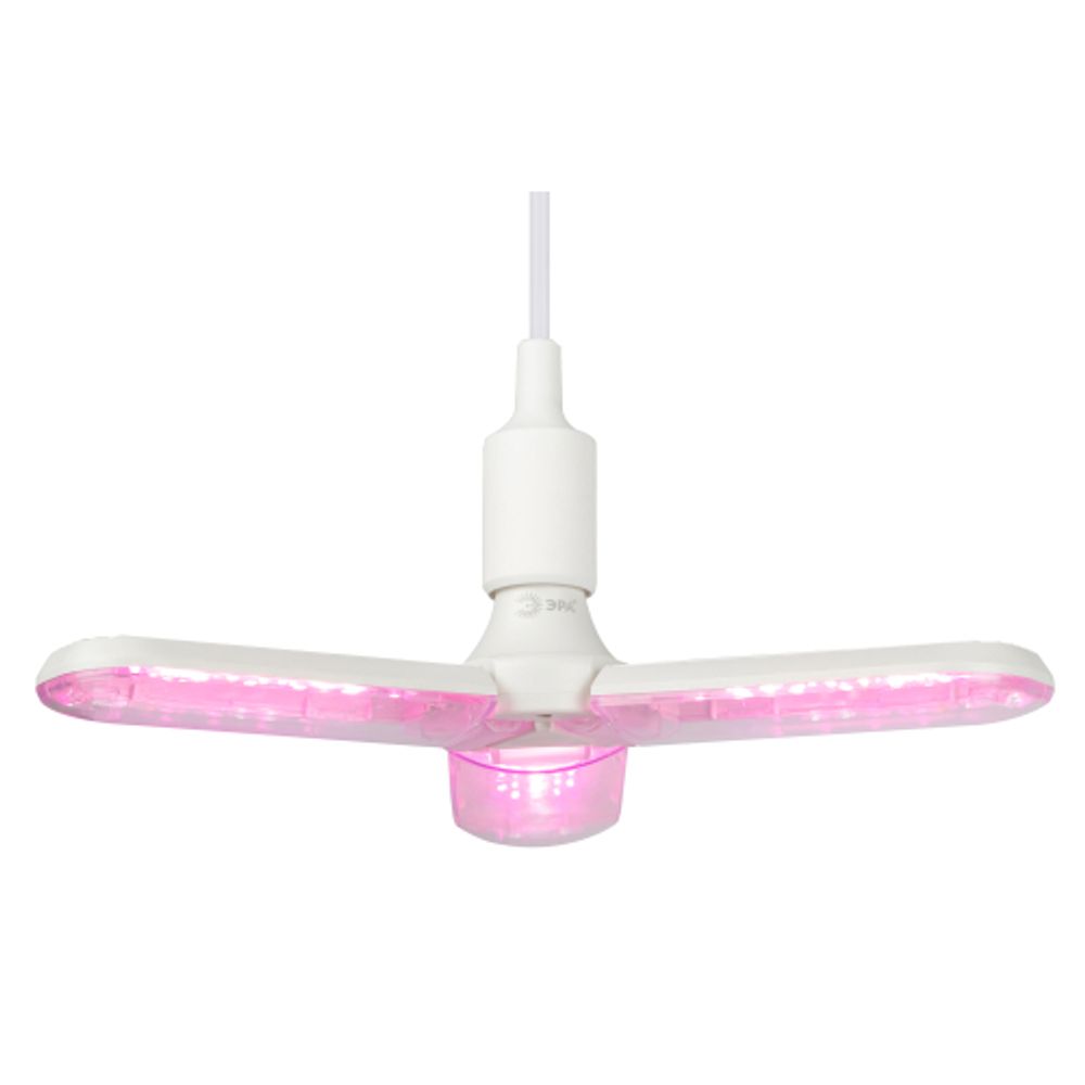 Фитолампа для растений светодиодная ЭРА FITO-24W-RB-E27-FOLD 3-х лепестковая красно-синего спектра 24 Вт Е27