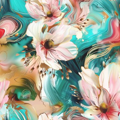 Акварельные цветы с поталью