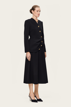 Черная юбка-миди с защипами "Бланш"