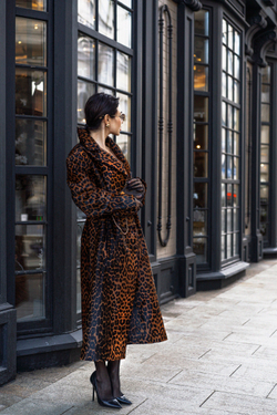 Тренч кожаный леопардовый