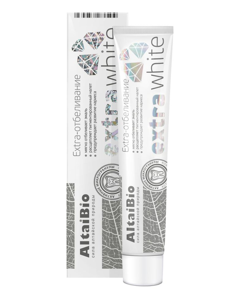 AltaiBio Зубная паста с активными микрогранулами &quot;Экстра отбеливание&quot;, 75 мл, Две линии