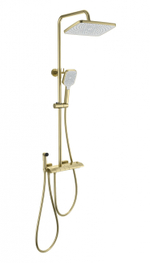 Душевая система с техническим душем и термостатом WONZON & WOGHAND MUSE Piano, Брашированное золото (WW-B4132-A-BG)