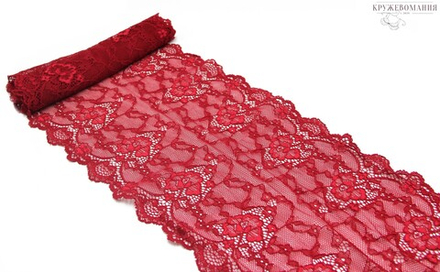 Эластичное кружево, ОПТ, темно-красный, 20,5 см (Арт.: EK-1005), м
