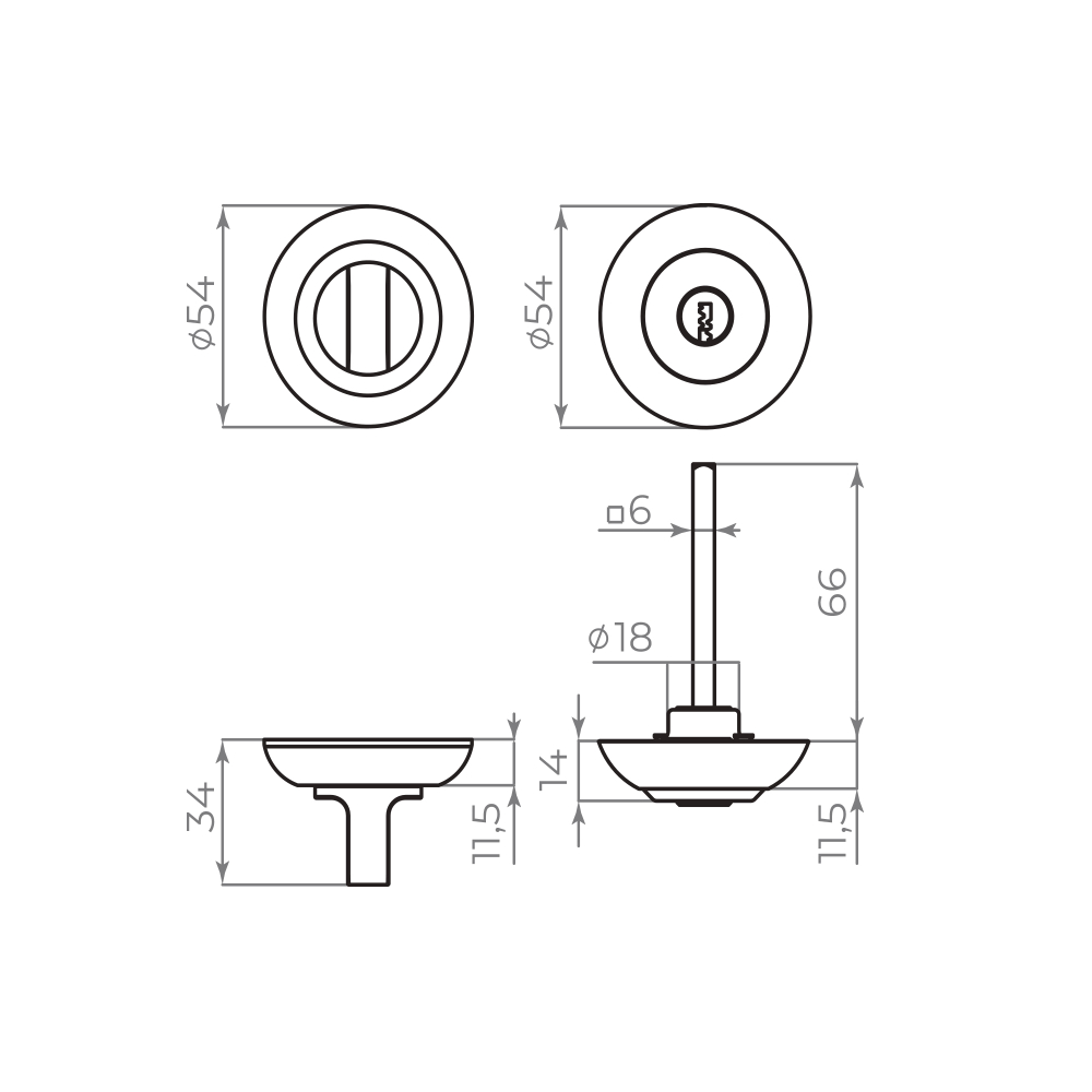 Ручка поворотная с фиксацией ключом BK6.FIX.JR AB-7 бронза