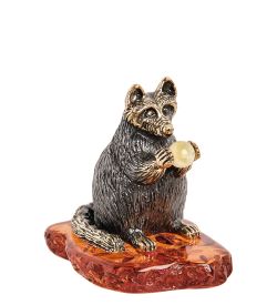 Народные промыслы AM-1539 Фигурка «Енот Мико» (латунь, янтарь)