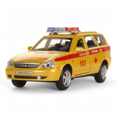 Модель ин. мет. "Lada 2171 Priora. Реанимация" 12см.свет-звук, двери, багаж, в коробка PRIORAWAG-12SLAM