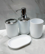 Комплект набор для ванной комнаты, аксессуары,4 предмета, не прозрачный