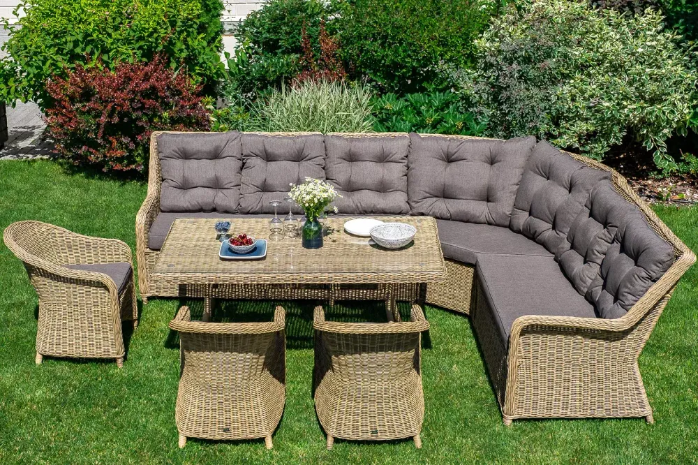 "Бергамо" плетеный центральный модуль дивана, цвет соломенный