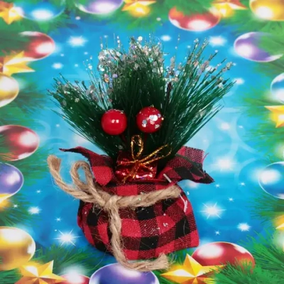 Композиция новогодняя «Веточка с ягодкой» 11 см