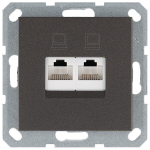 Интернет-розетка RJ45 двойная с накладкой, цвет Мокко