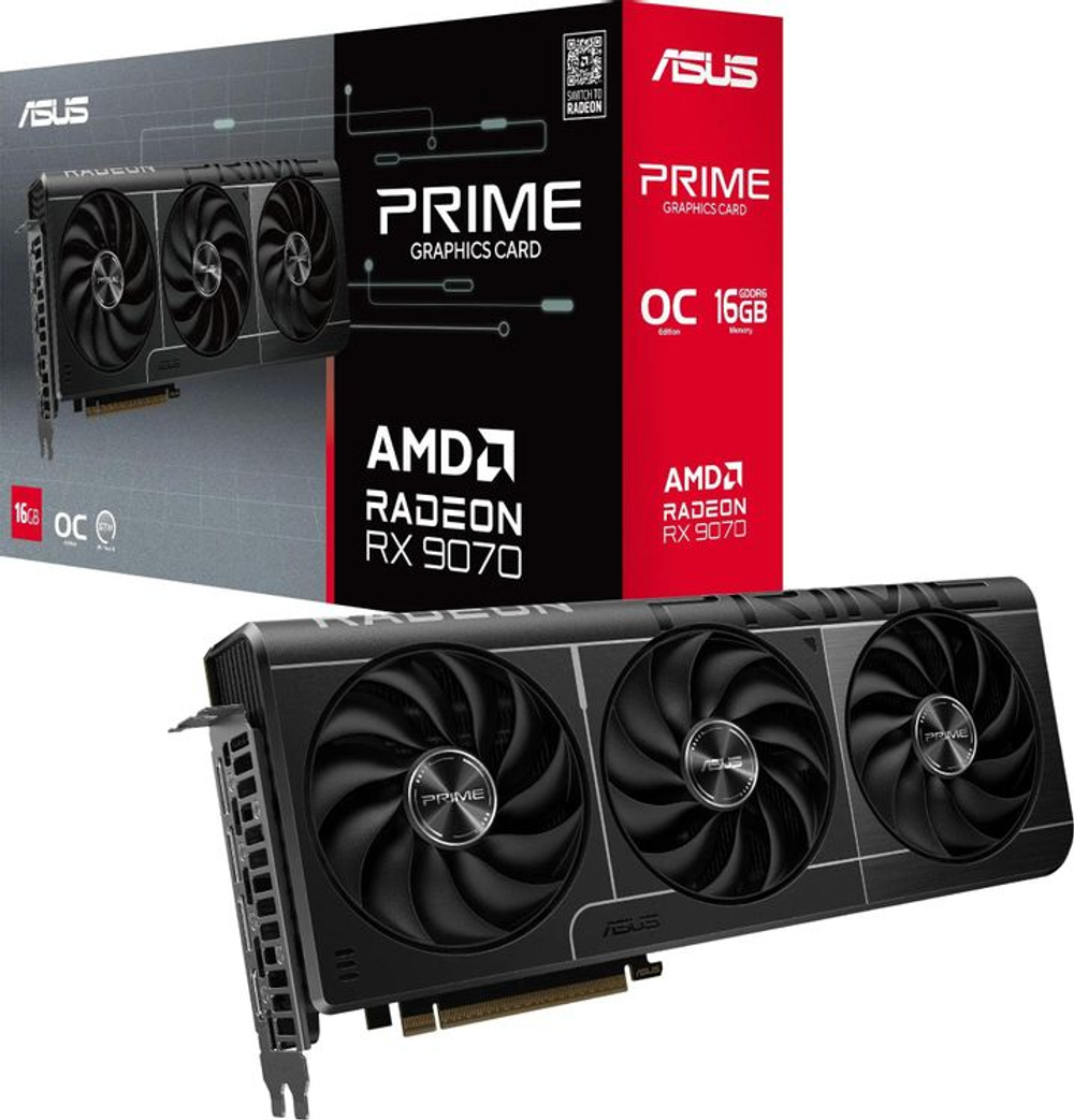 Видеокарта ASUS AMD  Radeon RX 9070 PRIME-RX9070-O16G 16ГБ PRIME, GDDR6, OC,  Ret