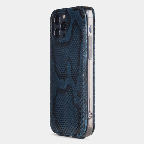 Чехол для iPhone 12 Pro Max из натуральной кожи питона, синего цвета
