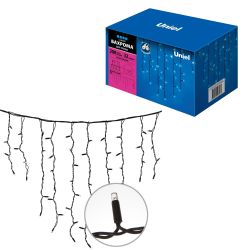 ULD-B3010-200-TBK BLUE IP67 Бахрома светодиодная с эффектом мерцания. 3м. Соединяемая. 200 светодиодов. Синий свет. Провод черный. TM Uniel.