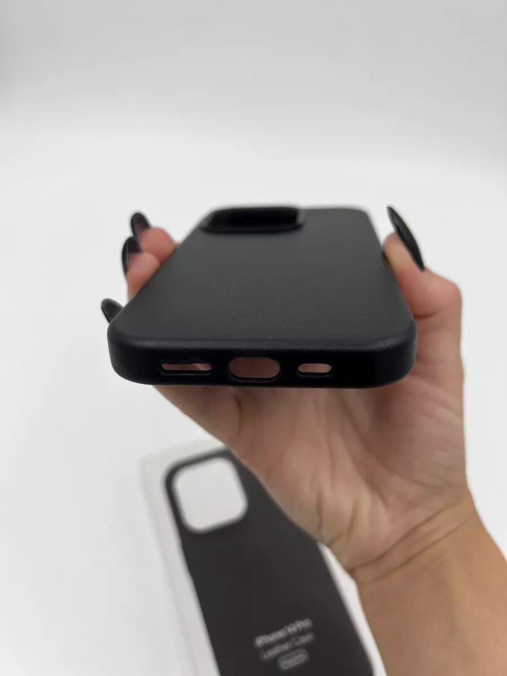 Кожаный чехол Leather Case iPhone 14 Pro | Black Черный