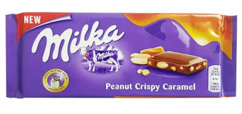 Шоколад Милка/Milka Peanut Crispy Caramel молочный 90г. (121руб./шт.) (24шт./кор.) (Европа) ООО ГЛОБАЛ