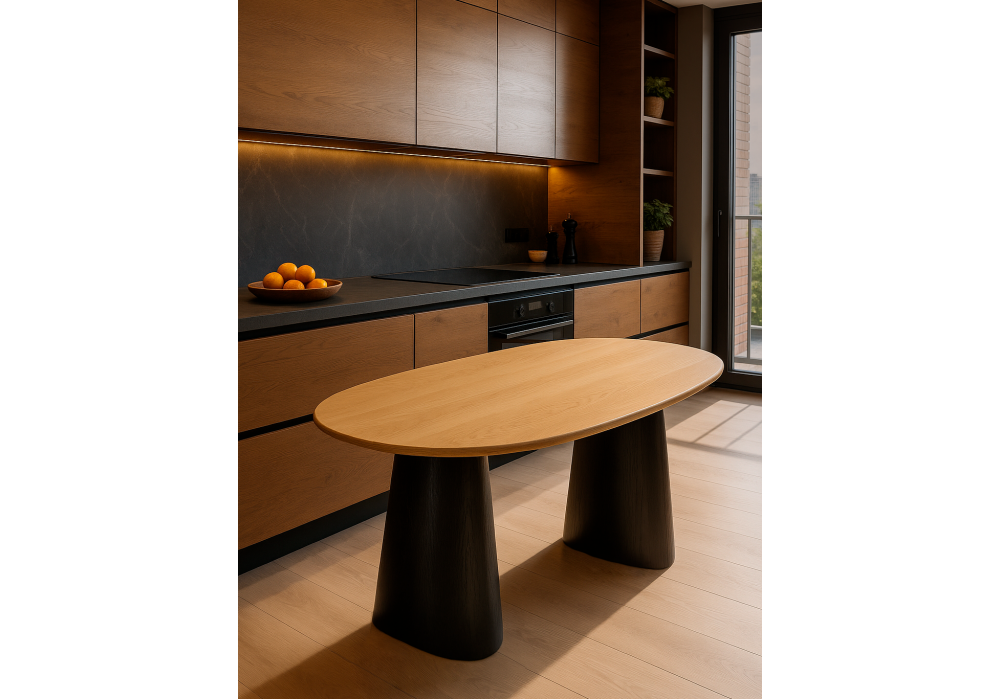 Стол деревянный Woodville Ares дуб, черный, ножки черные