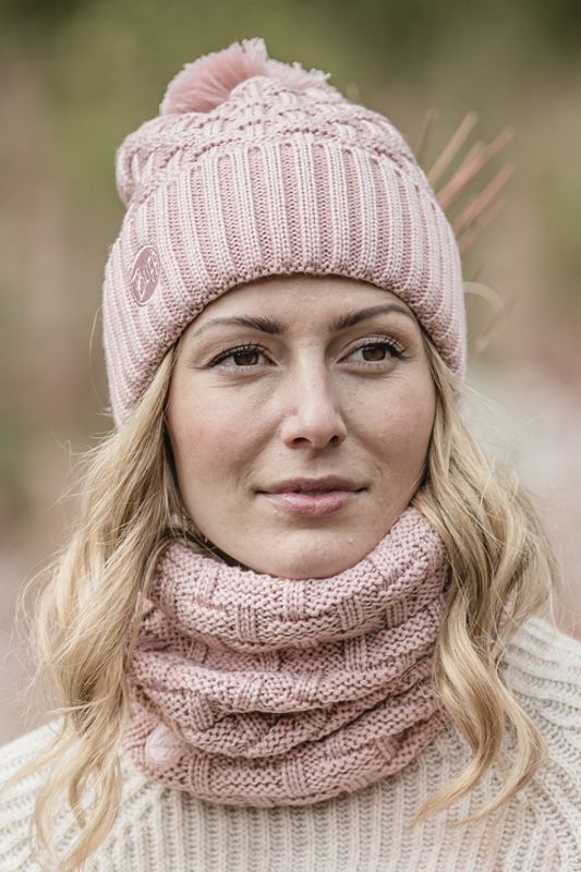 Шарф-труба вязаный с флисом Buff Neckwarmer Knitted Polar Airon Blossom Pink Фото 2