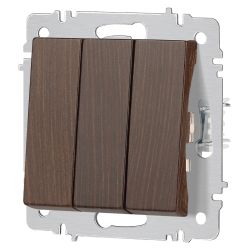 Выключатель Intro Accent 6-106-10 тройной, 10А-250В, IP20, СУ, AL/CU, венге | Intro