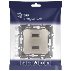 14-4110-04 ЭРА Устройство зарядное USB, 230В/5В-2100мА, IP20, Эра Elegance, шампань
