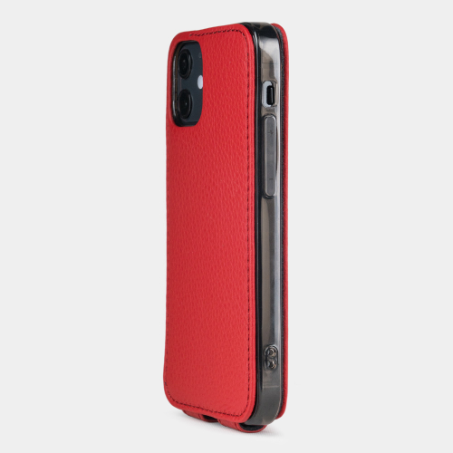 Чехол для iPhone 12 Mini из натуральной кожи теленка, красного цвета