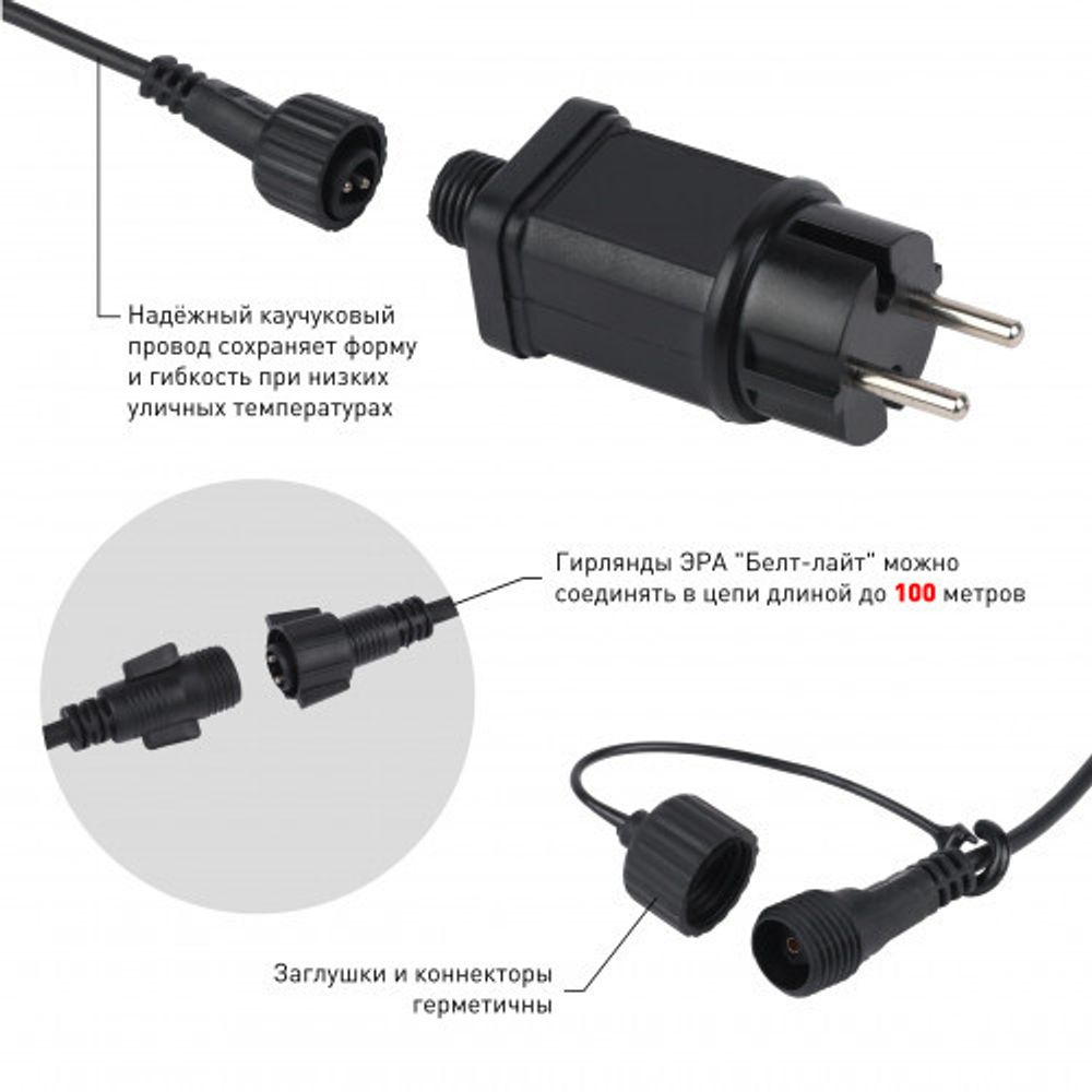 ERABL-MK3 ЭРА Гирлянда ЭРА Белт-лайт набор 3 м, 10 RGB LED,дин.реж,с трансфом,каучук 24В,IP44