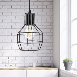 Светильник подвесной (подвес) ЭРА PL11 BK металл, E27, max 60W, высота плафона 220мм, подвеса 730мм, черный | Подвесы в стиле LOFT