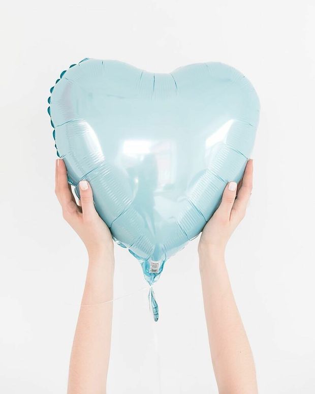 AN Шар сердце 18" / 46 см Пастель Бирюзовый (БГ-15)