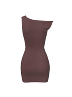 chocolate asymmetric dress