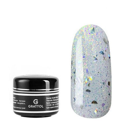 Grattol Gel Camouflage Murano 03 - Гель прозрачный с хлопьями юки, 15мл