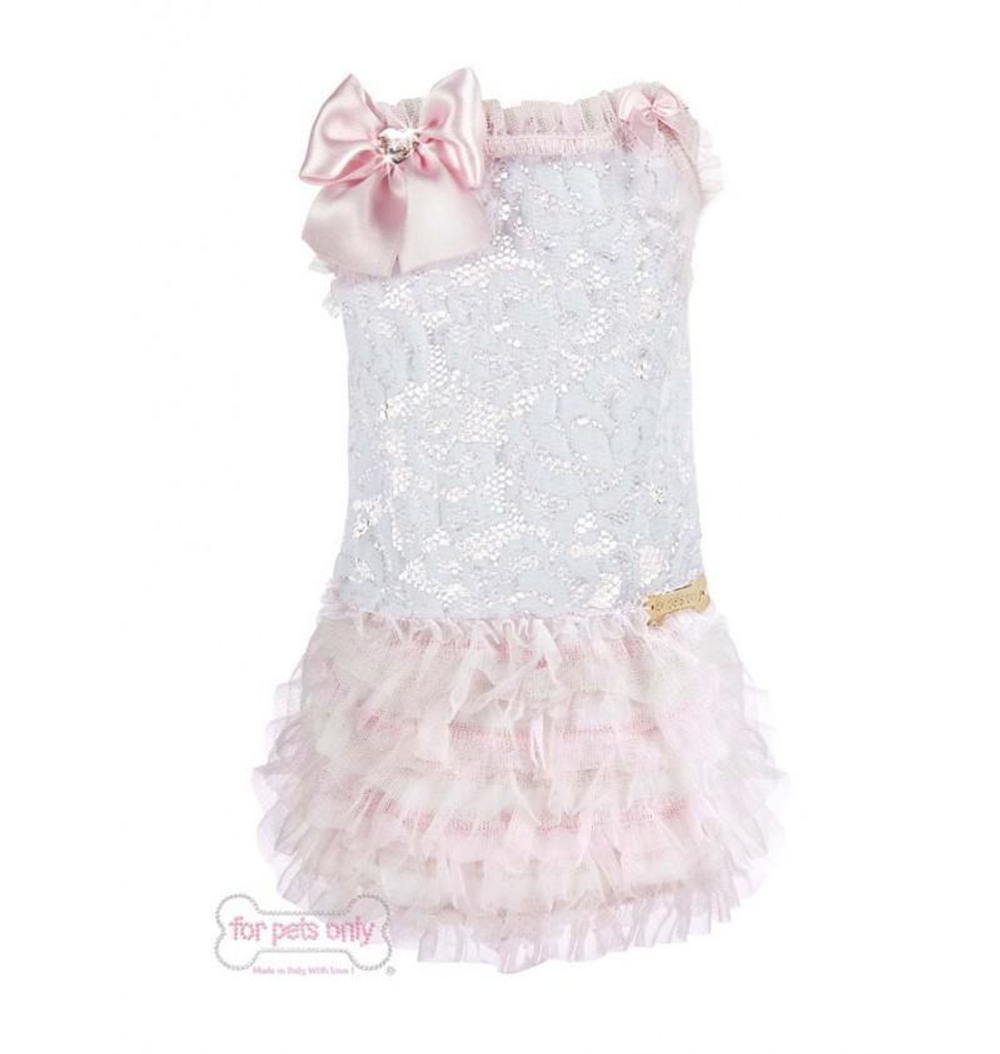 Платье-сарафан "Lace Dance White+Pink Dress" For Pets Only (Италия)
