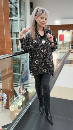 Туника-блузон с красивым изображением цепей + подвеска