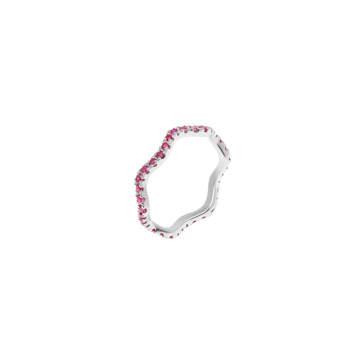 Кольцо Wave Pave Ring – Silver Fuchsia