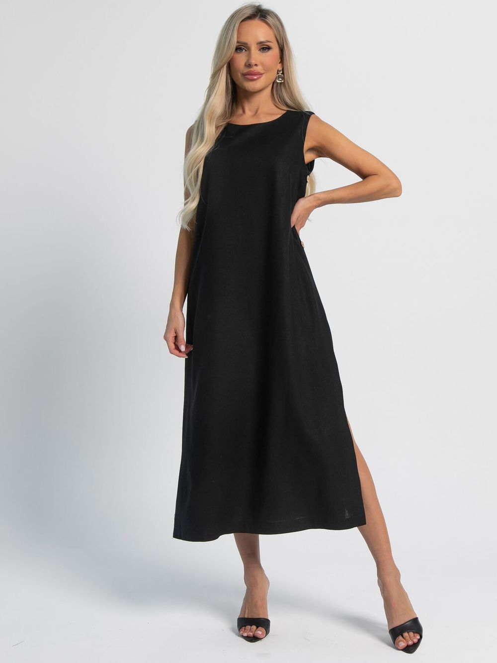 Платье льняное Тропик (черное) П16123-1М LT Collection
