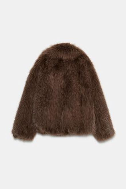 ZARA ШУБА ИЗ ИСКУССТВЕННОГО МЕХА — ZW COLLECTION, КОРИЧНЕВЫЙ