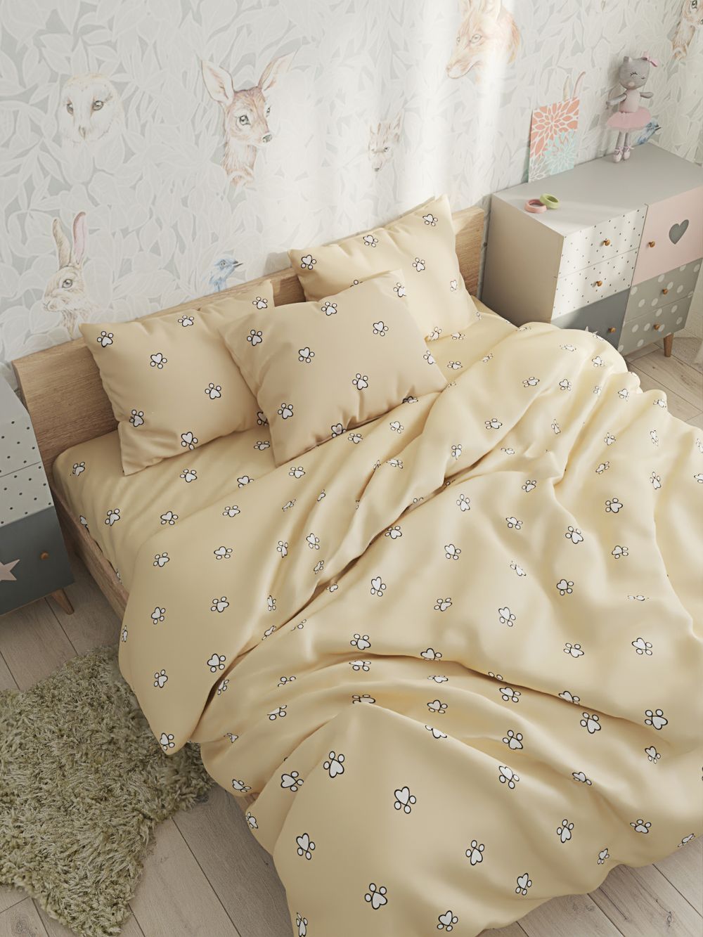 Постельное белье Сказка "Котики (компаньон)" 2-спальный Наволочка 50х70 см 2 шт Простынь на резинке 160х200 см Пододеяльник 175х215 см, перкаль