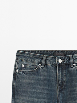 Massimo Dutti Джинсы прямого кроя из хлопка с низкой посадкой, темно-синий