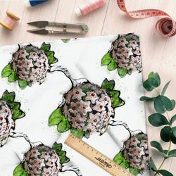 Ткань габардин крупыне белые бутоны