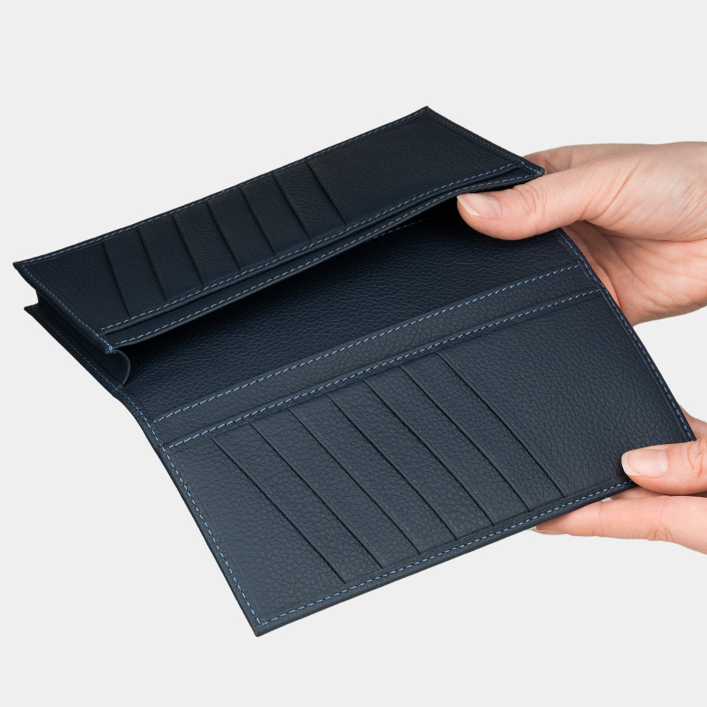 Мужской кожаный кошелек, теленок синего цвета