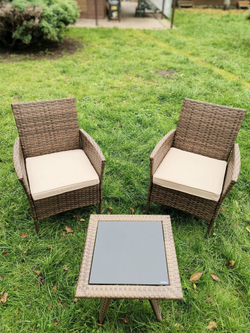 Комплект мебели из ротанга «VIRCINIYA BALCONY SET NEW» столик и 2 кресла — Brown